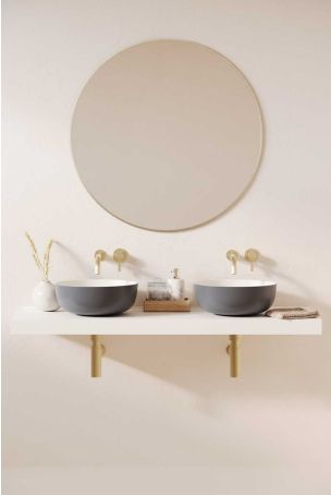 Otto Stone Countertop Basins with Vasco Double Shelf - Slate Grey