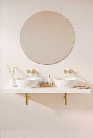 Otto Stone Countertop Basins with Vasco Double Shelf - White