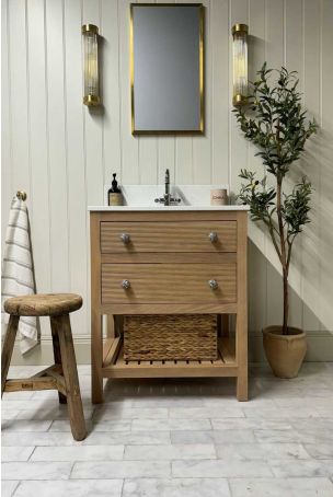 Portofino 700mm 2 Drawer Reeded Single Vanity Unit