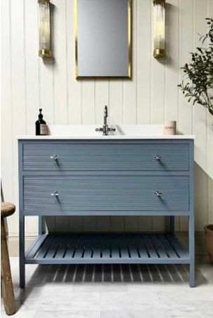 Portofino 900mm 2 Drawer Reeded Single Vanity Unit
