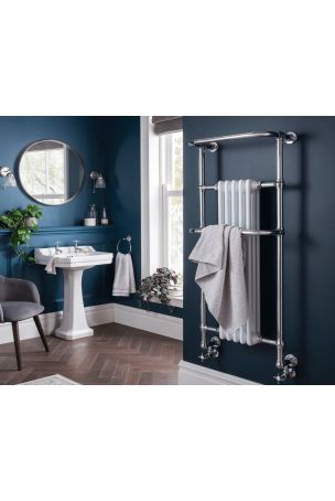Vogue Regency Tall Wall Mounted Radiator & Towel Rail - Mild Steel Construction - Chrome