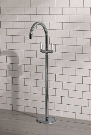 Senska - Bath Filler - Floor Mounted - White Lever (Minimum 1 bar pressure)