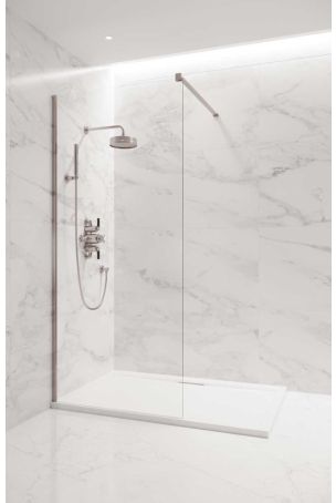 Foss Walk In Shower Enclosure - Brushed Nickel