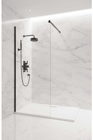 Foss Walk In Shower Enclosure - Matt Black