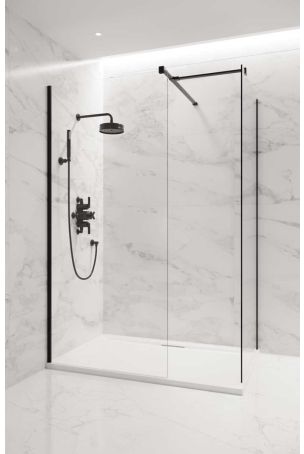 Wharfe Walk In Shower Enclosure - Matt Black
