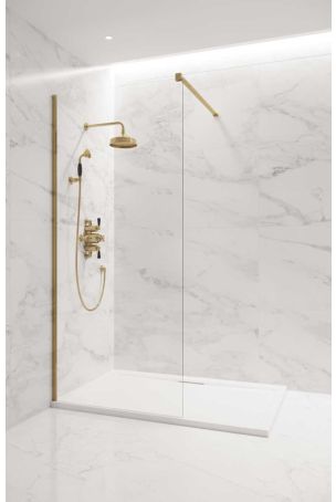 Foss Walk In Shower Enclosure - Polished Brass