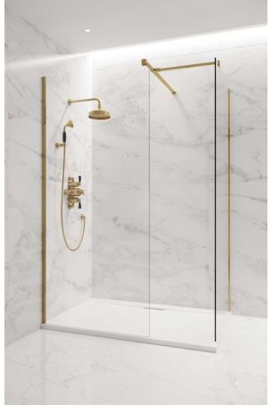 Wharfe Walk In Shower Enclosure - Polished Brass