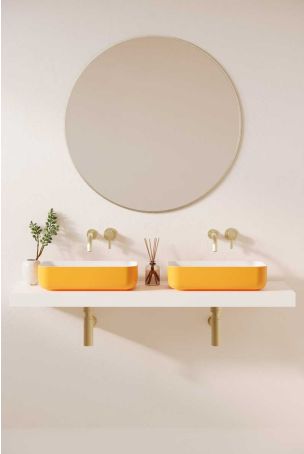 Sigmar Stone Countertop Basins with Vasco Double Shelf - Daffodil Yellow