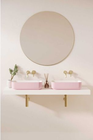 Sigmar Stone Countertop Basins with Vasco Double Shelf - Ice Hot Pink