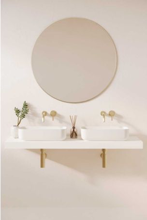 Sigmar Stone Countertop Basins with Vasco Double Shelf - White