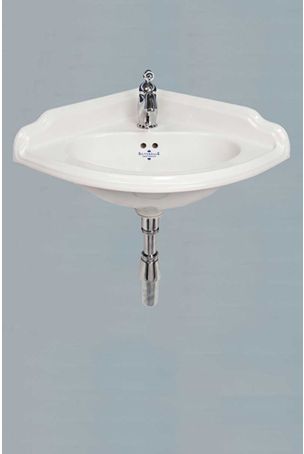 Silverdale Victorian White Corner Basin 2 Tap Holes