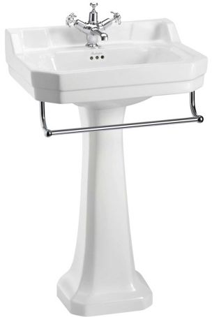 The Burlington Edwardian Medium Basin & Pedestal with Towel Rail