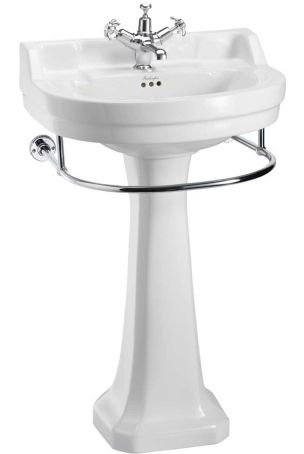 The Burlington Regal Round Edwardian Medium Basin & Pedestal with Towel Rail