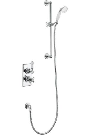 Burlington Trent Thermostatic Single Outlet Concealed Shower Valve with Slide Rail