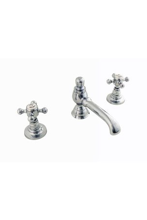 Silverdale Victorian Three Hole Basin Mixer Tap And Pop Up Waste