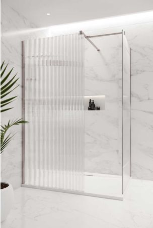 Wharfe Reeded Walk In Shower Enclosure - Brushed Nickel