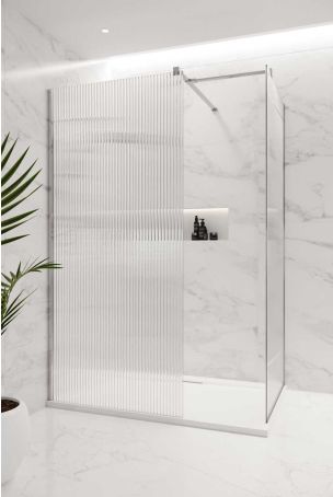 Wharfe Reeded Walk-In Shower Enclosure - Chrome