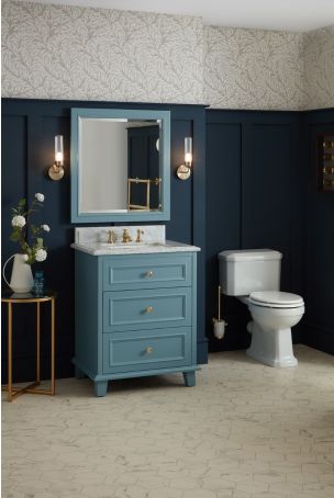 Wytham 697mm Traditional Single Vanity Unit with Drawers and Carrara Marble Top