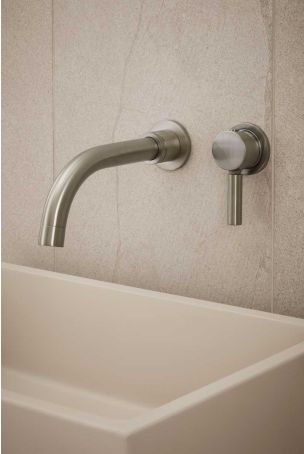 Senska - 2-Hole Basin Mixer - Wall Mounted - Metal Lever - Brushed Nickel