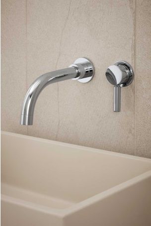 Senska - 2-Hole Basin Mixer - Wall Mounted - Metal Lever - Chrome