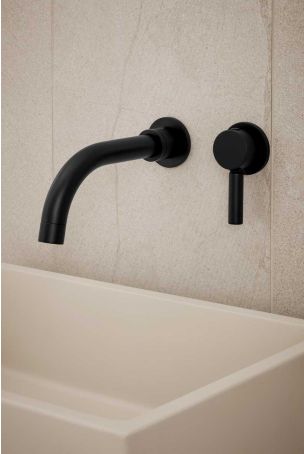 Senska - 2-Hole Basin Mixer - Wall Mounted - Metal Lever - Matt Black