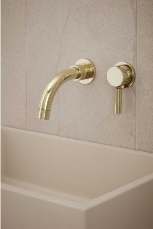 Senska - 2-Hole Basin Mixer Tap - Wall Mounted - Metal Lever