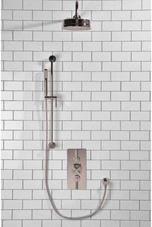 Elbe Dual Outlet Shower Kit - Concealed Valve - Chrome Finish Lever - Handshower Slider-Rail - Chrome Finish
