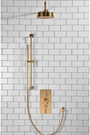 Elbe Dual Outlet Shower Kit - Concealed Valve - ML - Handshower Slider-Rail - Polished Brass