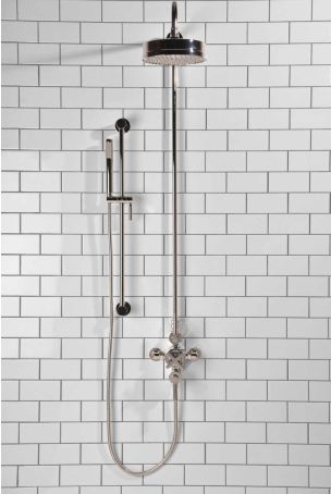 Elbe Dual Outlet Shower Kit - Exposed Valve - Chrome Finish Lever - Handshower Slider-Rail - Chrome Finish