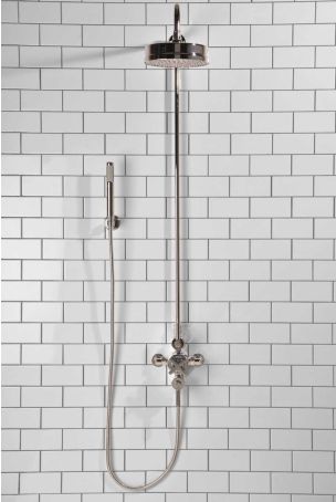 Elbe Dual Outlet Shower Kit - Exposed Valve - Chrome Finish Lever - Handshower Hook - Chrome Finish