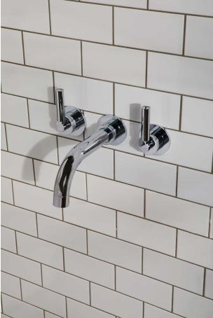 Senska 3-Hole Bath Filler - Wall Mounted - Metal Lever - Chrome