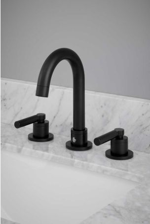 Senska - 3-Hole Basin Mixer - Deck Mounted - Metal Lever - Brushed Brass