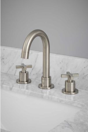 Bayor - 3-Hole Basin Mixer - Deck Mounted - Crosshead - Brushed Nickel