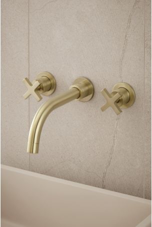 Bayor - 3-Hole Basin Mixer - Wall Mounted - Crosshead