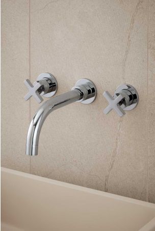 Bayor - 3-Hole Basin Mixer - Wall Mounted - Crosshead - Chrome