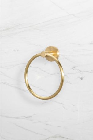 Contemporary Round Towel Ring - Brushed Brass