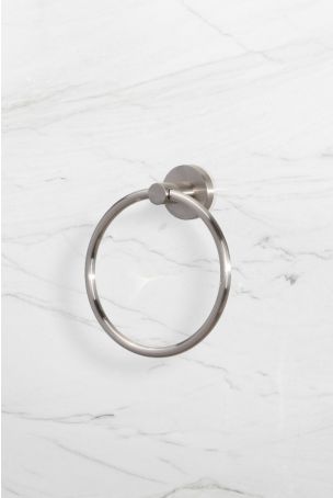 Contemporary Round Towel Ring - Brushed Nickel