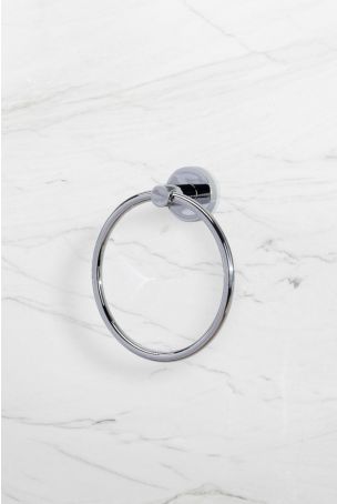 Contemporary Round Towel Ring - Chrome