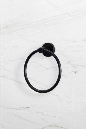 Contemporary Round Towel Ring - Matt Black