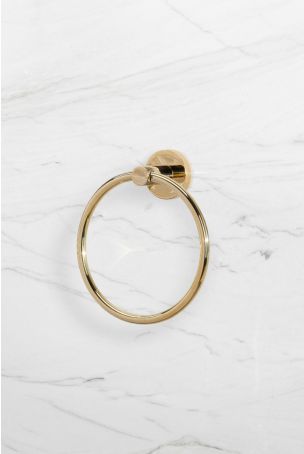 Contemporary Round Towel Ring - Polished Brass