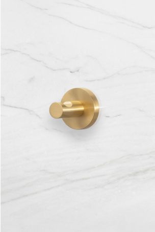 Contemporary Single Robe Hook - Brushed Brass