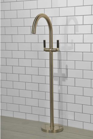 Senska - Bath Filler - Floor Mounted - Black Lever - Brushed Nickel