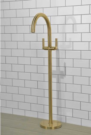 Senska - Bath Filler - Floor Mounted - Metal Lever - Brushed Brass
