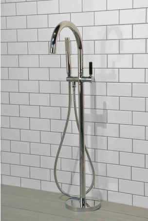 Senska - Bath Shower Mixer - Floor Mounted - Black Lever - Chrome