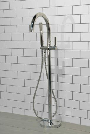 Senska - Bath Shower Mixer - Floor Mounted - Metal Lever - Chrome