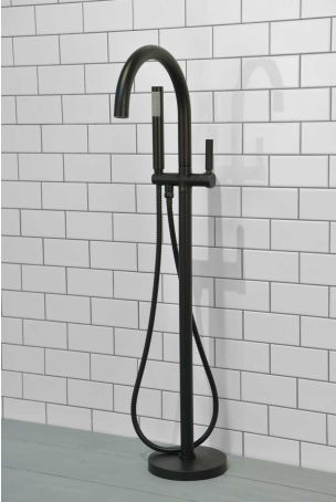 Senska - Bath Shower Mixer - Floor Mounted - Metal Lever - Matt Black