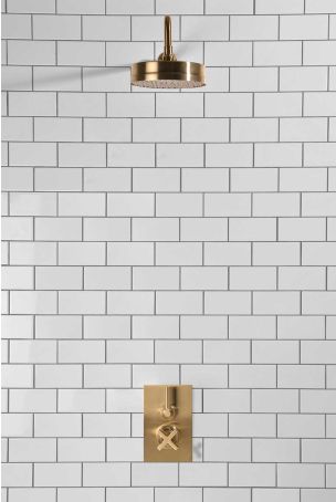 Elbe - Concealed Shower Set - Metal Lever - 8" Rose - Brushed Brass