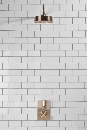 Elbe - Concealed Shower Set - White Lever - 8" Rose - Brushed Nickel