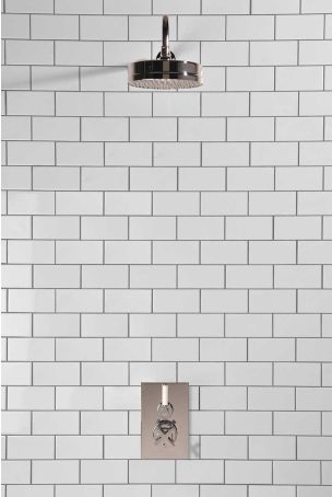 Elbe - Concealed Shower Set - White Lever - 8" Rose - Chrome