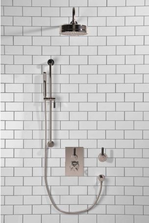 Elbe - Concealed Shower Set + Diverter - Black Lever/Black Lever - 8" Rose - Chrome